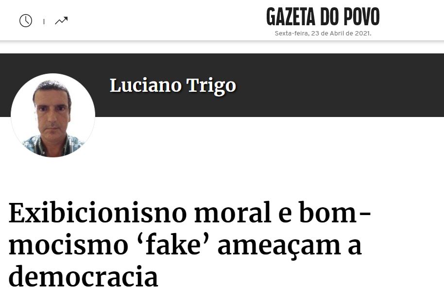 “Virtuosismo Moral” no jornal Gazeta do Povo
