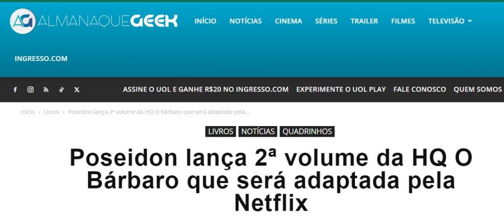 Almanaque Geek – Poseidon lança 2ª volume da HQ O Bárbaro que será adaptada pela Netflix