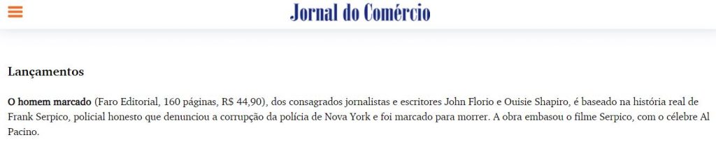 Jornal do Comércio – Coluna de lançamentos