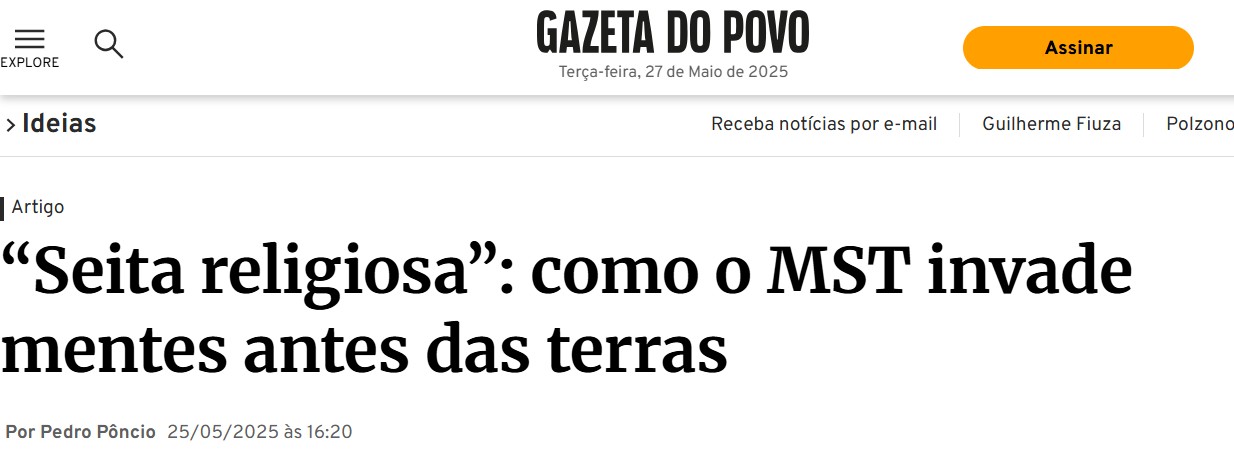 GAZETA DO POVO – “Seita religiosa”: como o MST invade mentes antes das terras