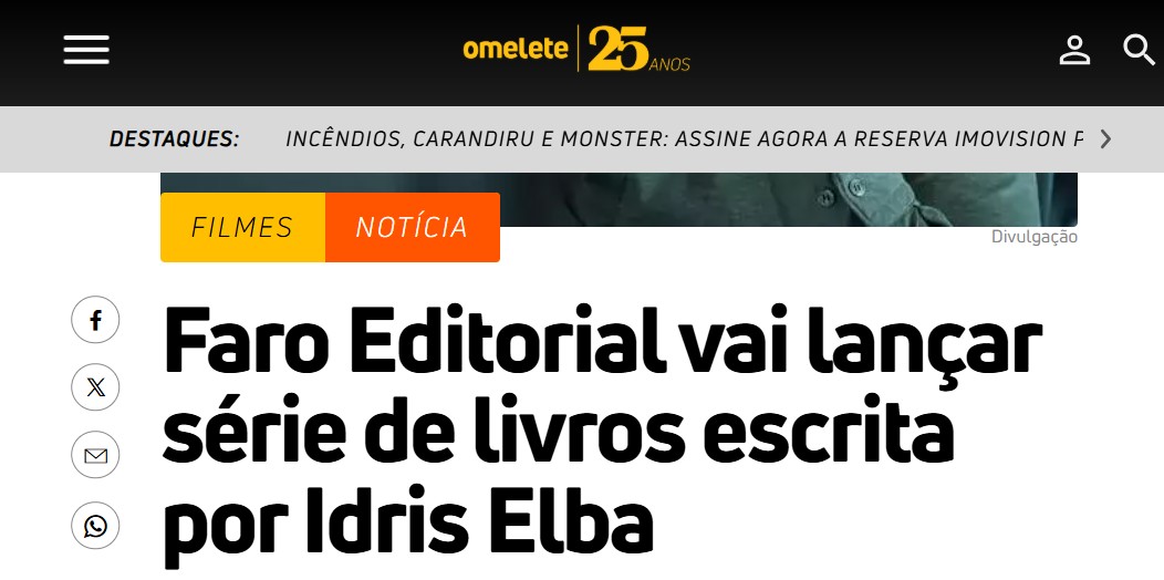 OMELETE- EXCLUSIVO: Faro Editorial vai lançar série de livros escrita por Idris Elba